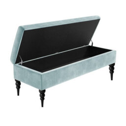 Safar Plain 120Cm Ottoman Storage Bench - Plush Velvet Shoe Bench - Silver Upholstery Footstool With Storage - thumbnail 2