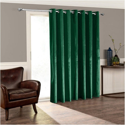 Moonlight Bedding Velvet Ring Top Curtain-Fully Lined Blackout Single Panel,thermal Sliding Glass Door Curtain (Emerald,66X84Inch) - image 1