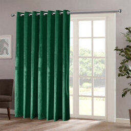 Moonlight Bedding Velvet Ring Top Curtain-Fully Lined Blackout Single Panel,thermal Sliding Glass Door Curtain (Emerald,66X84Inch) - thumbnail 8