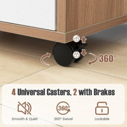 Costway 5 Drawer Rolling Storage Cabinet Mobile Chest Of Drawers Wooden Dresser Organizer Natural - thumbnail 6