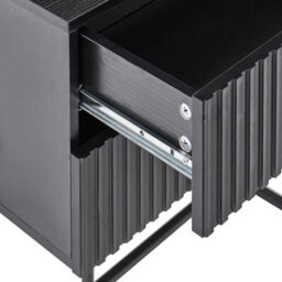 Wyld And Coco Novahome 2-Drawer Bedside Table Black And Gold Modern Nightstand - Fluted Front, Iron Frame, Mdf Top - thumbnail 6