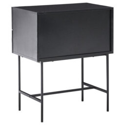 Wyld And Coco Novahome 2-Drawer Bedside Table Black And Gold Modern Nightstand - Fluted Front, Iron Frame, Mdf Top - thumbnail 5