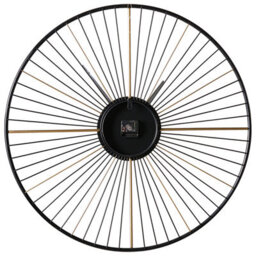 Wyld And Coco Oversized 80Cm Sunburst Wall Clock - Black And Gold Iron Timepiece - thumbnail 3