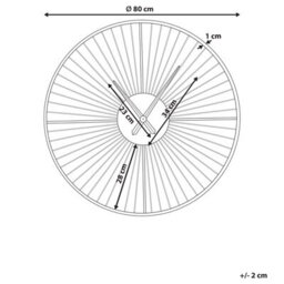 Wyld And Coco Oversized 80Cm Sunburst Wall Clock - Black And Gold Iron Timepiece - thumbnail 4
