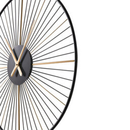 Wyld And Coco Oversized 80Cm Sunburst Wall Clock - Black And Gold Iron Timepiece - thumbnail 5