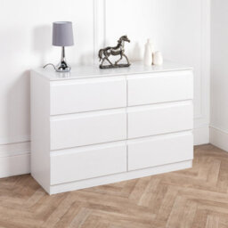Home Treats 6 Chest Of Drawer White Wide - Wooden Bedroom Furniture - thumbnail 2