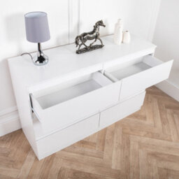Home Treats 6 Chest Of Drawer White Wide - Wooden Bedroom Furniture - thumbnail 5