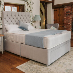 Divan Base Direct Opal Deluxe Orthopaedic Sprung Divan Bed Set 5Ft King 4 Drawers  - Plush Light Silver - thumbnail 1