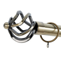 A.unique Home Twisted Metal Extendable Curtain Pole With Rings And Fittings (25/28mm) - Antique Brass , 180Cm - 340Cm Approx - thumbnail 2