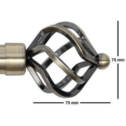 A.unique Home Twisted Metal Extendable Curtain Pole With Rings And Fittings (25/28mm) - Antique Brass , 180Cm - 340Cm Approx - thumbnail 5