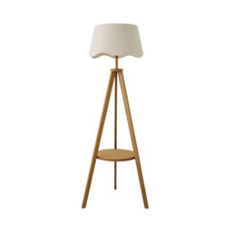 ValueLights Morrigan Mid Wood Shelf Floor Lamp With Natural Scallop Shade - thumbnail 7