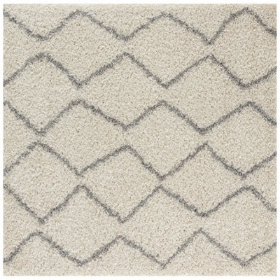 The Rugs Moroccan Shaggy Rugs And Runners Soft Fluffy Wavy Trellis Design High Pile Ivory And Grey Living Room Kitchen Hallway 800 - image 1