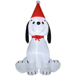 Homcom 6Ft Inflatable Christmas Puppy Dog Wearing Santa Hat Built-In Led Light - thumbnail 2