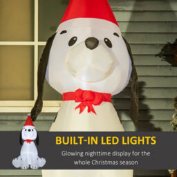 Homcom 6Ft Inflatable Christmas Puppy Dog Wearing Santa Hat Built-In Led Light - thumbnail 4