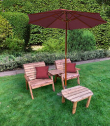 Charles Taylor Trading Charles Taylor Wooden Straight Twin Companion Grand 2 Seater Chair Table Red