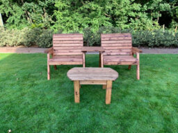 Charles Taylor Trading Charles Taylor Wooden Straight Twin Companion Grand 2 Seater Chair Table Red - thumbnail 3