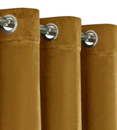 Ameha Ochre Velvet Curtains Eyelet Blackout Thick Thermal Insulated Ready Made Ring Top Curtain Pair 66''x72'' For Living Room - thumbnail 7