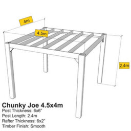 Freestanding Garden Pergola Chunky Joe - Complete Self-Assembly Pergola Kit - Wooden Gazebo - 4.5X4M - thumbnail 4