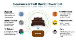 TheWhiteWater Limited Duvet Cover Set Seersucker Single/double/king/super King Bedding Set - Duvet Cover + Matching Pillowcase -  Brown - thumbnail 5