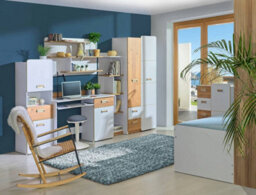 Arte Lorento L2 Tall Cabinet - Elegant And Functional, White Matt & Oak Nash, H1880mm W450mm D520mm - thumbnail 3