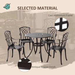 Wyld Haus Rohafa Brown Cast Aluminium 4-Seater Garden Dining Set With Armchairs And Round Table - thumbnail 7