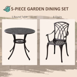 Wyld Haus Rohafa Brown Cast Aluminium 4-Seater Garden Dining Set With Armchairs And Round Table - thumbnail 4