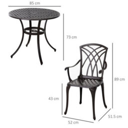 Wyld Haus Rohafa Brown Cast Aluminium 4-Seater Garden Dining Set With Armchairs And Round Table - thumbnail 3