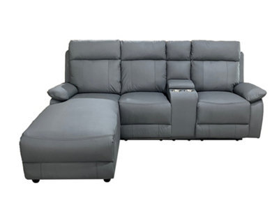 DS Living Sorento Recline Right Hand Corner Leather 3 Seater Sofa In Black Or Grey - image 1