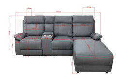 DS Living Sorento Recline Right Hand Corner Leather 3 Seater Sofa In Black Or Grey - thumbnail 7