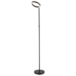 Happy Homewares Modern Led Halo Ring Floor Lamp In Matte Black With Cct Dimmer Button - thumbnail 1