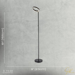 Happy Homewares Modern Led Halo Ring Floor Lamp In Matte Black With Cct Dimmer Button - thumbnail 7