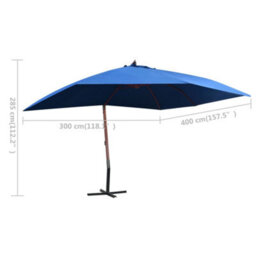 Walplus Hanging Garden Parasol With Wooden Pole 400X300 Cm Blue - thumbnail 8