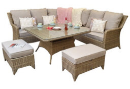 Signature Weave Sarah Wicker Corner Sofa Dining Table Benches Set Natural - thumbnail 7