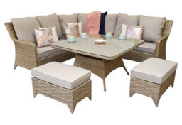 Signature Weave Sarah Wicker Corner Sofa Dining Table Benches Set Natural - thumbnail 3