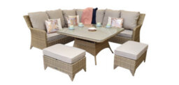 Signature Weave Sarah Wicker Corner Sofa Dining Table Benches Set Natural - thumbnail 2