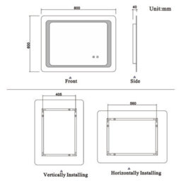 Probaty Bathrooms Bathroom Led Mirror 600X800mm With Anti-Fog,touch Sensor Switch,memory Function,backlit Wall Vanity Frameless Mirror,ip44 - thumbnail 4