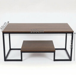 Alivio 2-Tier Storage Coffee Table With Metal Frame Design For Home & Office (Brown) - thumbnail 6
