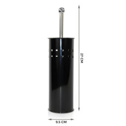 Crystals Stainless Steel Bathroom Toilet Cleaning Brush & Holder Free Standing Set Black - thumbnail 2