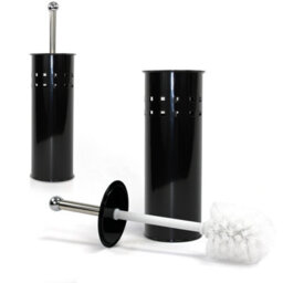 Crystals Stainless Steel Bathroom Toilet Cleaning Brush & Holder Free Standing Set Black
