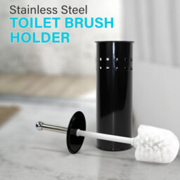 Crystals Stainless Steel Bathroom Toilet Cleaning Brush & Holder Free Standing Set Black - thumbnail 4