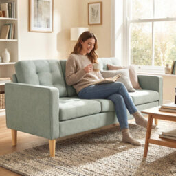 Homcom Modern 3 Seater Sofa With Hidden Storage And Rubber Wood Legs - thumbnail 1