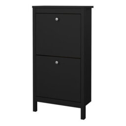 Furniture To Go Madrid Shoe Cabinet 2 Flap Doors Matt Black - thumbnail 3