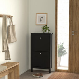 Furniture To Go Madrid Shoe Cabinet 2 Flap Doors Matt Black - thumbnail 6