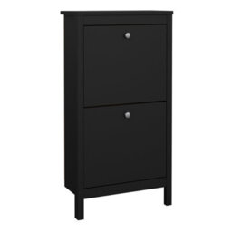 Furniture To Go Madrid Shoe Cabinet 2 Flap Doors Matt Black - thumbnail 1