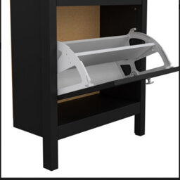 Furniture To Go Madrid Shoe Cabinet 2 Flap Doors Matt Black - thumbnail 8