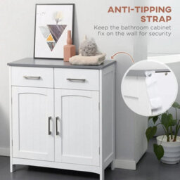Bathroom Storage Cabinet White Freestanding Cupboard Drawers - thumbnail 5