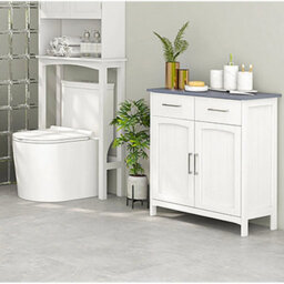 Bathroom Storage Cabinet White Freestanding Cupboard Drawers - thumbnail 6