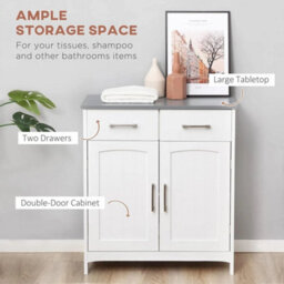 Bathroom Storage Cabinet White Freestanding Cupboard Drawers - thumbnail 3