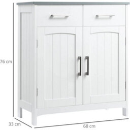 Bathroom Storage Cabinet White Freestanding Cupboard Drawers - thumbnail 2