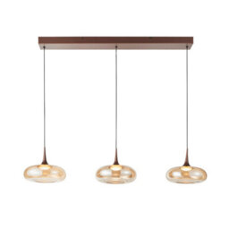 Luminosa Lighting Luminosa Tenele Bar Pendant Ceiling Light Copper With Amber Glass Shades 3000K Warm, 3 Step Dimmable 3Xled - thumbnail 1